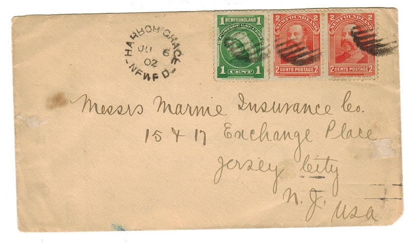 NEWFOUNDLAND - 1902 cover to USA used at HARBOR GRACE.