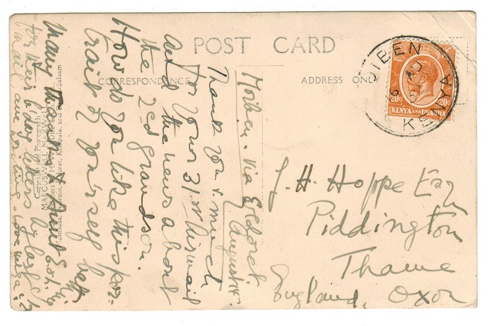 K.U.T. - 1932 20c rate postcard use to UK used at MOIBEN.