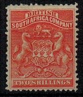RHODESIA - 1892 2/- vermilion fine mint.  SG 5.