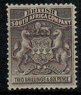 RHODESIA - 1892 2/6d grey lilac fine mint.  SG 6.