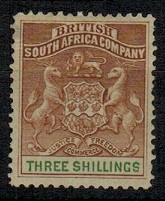 RHODESIA - 1894 3/- brown and green mint.  SG 25.
