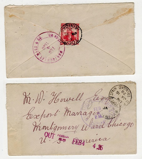 TRINIDAD AND TOBAGO - 1920 1d rate cover to USA used at TOCO.