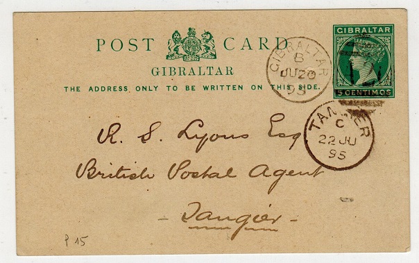 GIBRALTAR - 1889 5c PSC addressed to Tangier.  H&G 15.