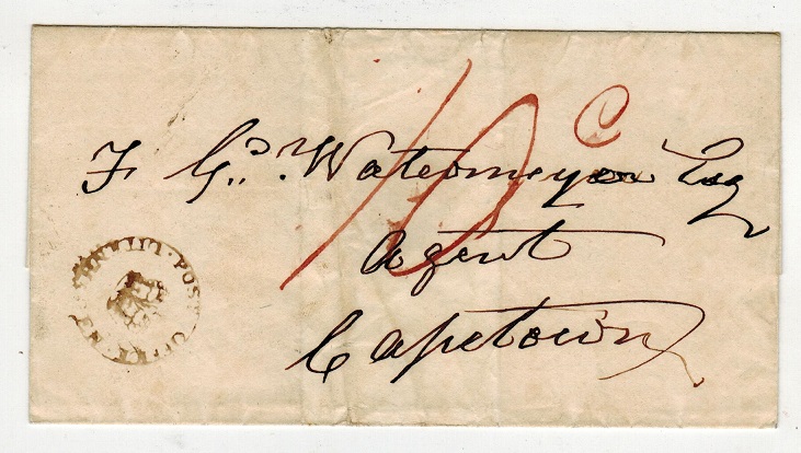 CAPE OF GOOD HOPE - 1820 (circa) wrapper to Cape Town with crowned UITENHAGEN h/s.
