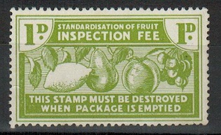 NEW ZEALAND - 1950 1d green FRUIT INSPECTION FEE mint adhesive.