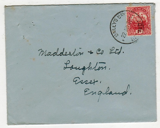 BERMUDA - 1932 1d rate cover to UK used at BAILEYS BAY.
