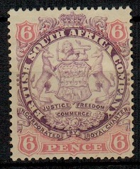 RHODESIA - 1896 6d mauve and pink mint.  SG 33.