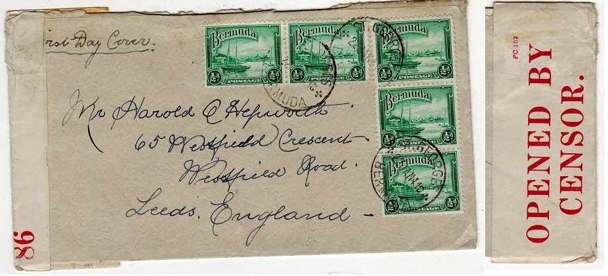 BERMUDA - 1939 early censored cover to UK.