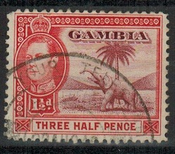GAMBIA - 1940 KGVI 1 1/2d adhesive use with BATHURST GAMBIA SEND YOUR TELEGRAMS VIA IMPERIAL cds.