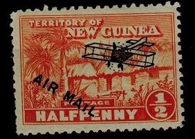 NEW GUINEA - 1925 1/2d orange mint with SHORT I IN MAIL variety.  SG 125.