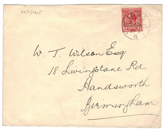 TOGO - 1915 1d rate (un-overprinted) cover to UK used at LOME.