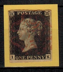 GREAT BRITAIN - 1840 1d black with red MALTESE CROSS.  SG 2.