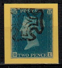 GREAT BRITAIN - 1840 2d blue with black MALTESE CROSS.