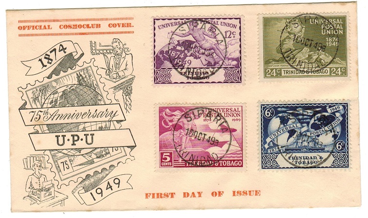 TRINIDAD AND TOBAGO - 1949 illustrated UPU first day cover used at SIPARIA.