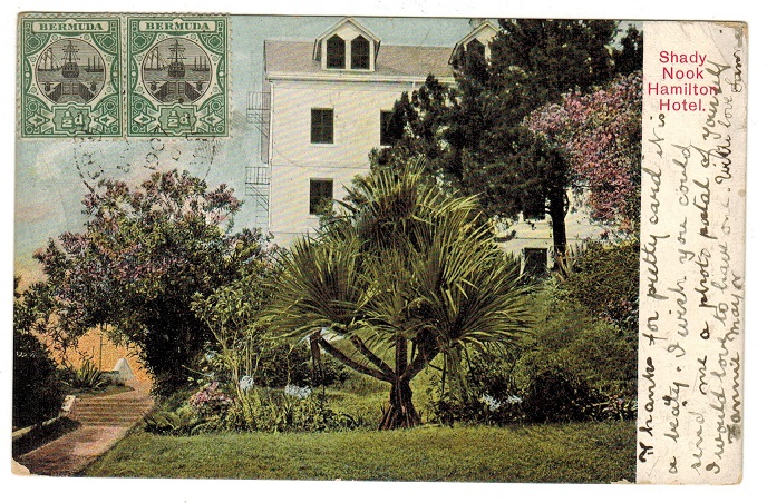 BERMUDA - 1907 postcard to USA used at SOMERSET BRIDGE/BERMUDA.