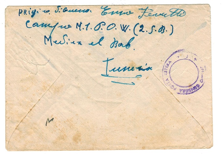 TUNISIA - 1943 POW camp mail to Italy from Medjez El Bab.