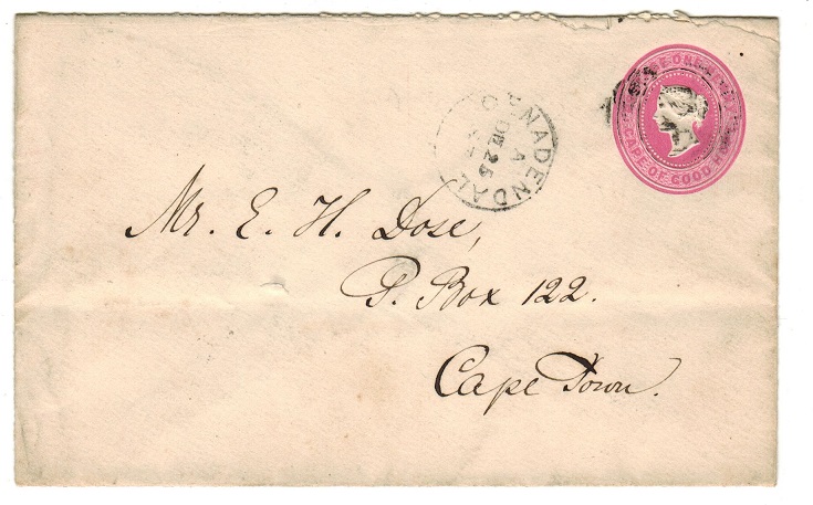 CAPE OF GOOD HOPE - 1892 1d pink PSE used at GENADENDAL.  H&G 2a.