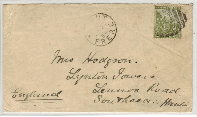 CAPE OF GOOD HOPE - 1894 2 1/2d rate cover to UK used at MOUNT/FERE.