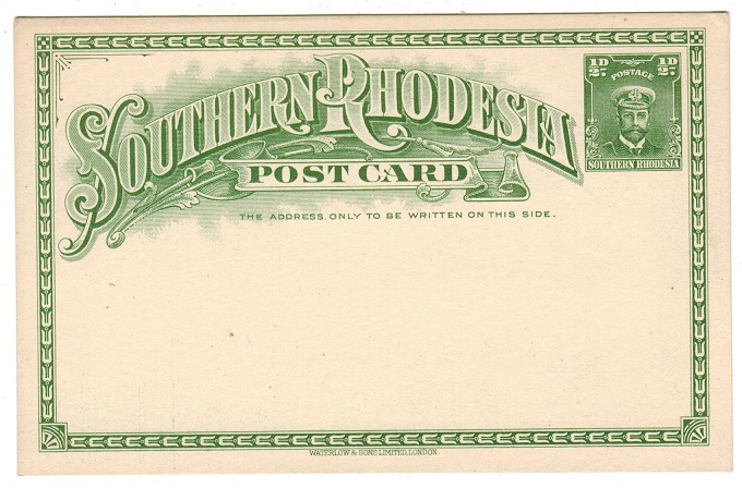 SOUTHERN RHODESIA - 1924 1/2d green PSC unused.  H&G 1.