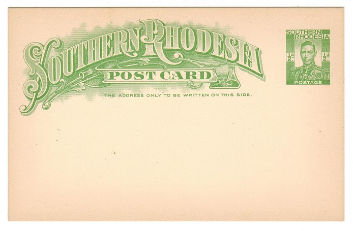 SOUTHERN RHODESIA - 1937 1/2d yellowish green PSC unused.  H&G 5.