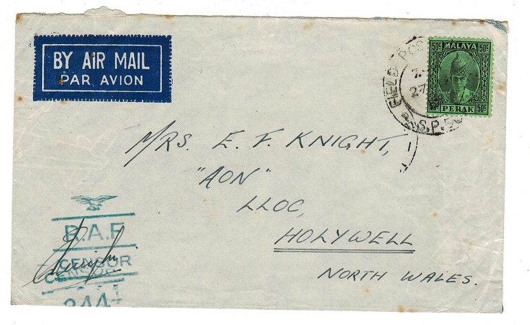 MALAYA - 1943 FIELD POST OFFICE/S.P.501
RAF censored cover to UK.