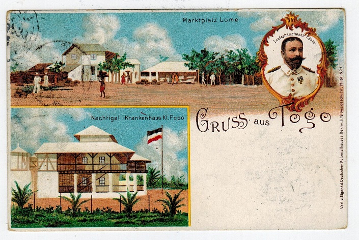 TOGO - 1898 10pgf red PRIVATELY PRINTED  illustrated PSC used at LOME.  H&G 2.