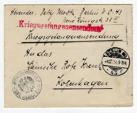 GERMANY - stampless cover to Denmark
