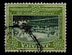 JAMAICA - 1922 1/2d green and olive green fine used with INVERTED WATERMARK.  SG 94w.
