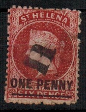 ST.HELENA - 1864 1d lake cancelled by 