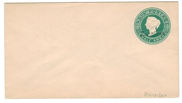 ZANZIBAR - 1895 1/2a green PSE unused with overprint in black.  H&G 1a.