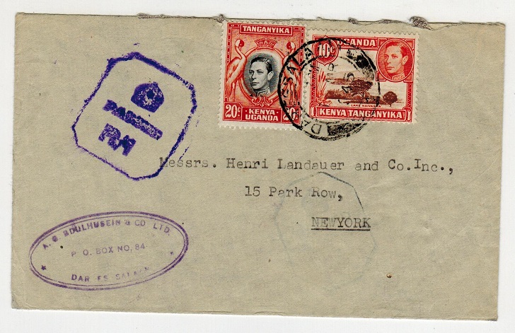 K.U.T. - 1945 censored cover to USA used at DARESSALAM with 