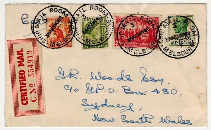 AUSTRALIA - 1960 CERTIFIED MAIL cover to New South Wales.