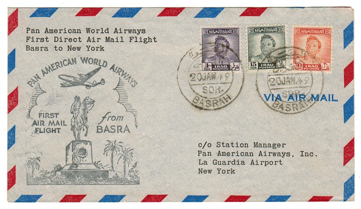 IRAQ - 1949 first flight cover addressed to USA.
