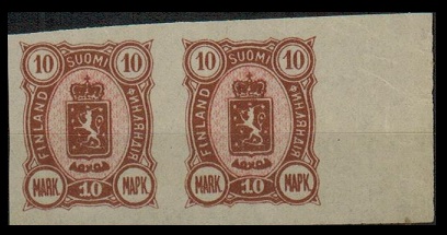 FINLAND - 1885 10p rose and pink IMPERFORATE PLATE PROOF pair.