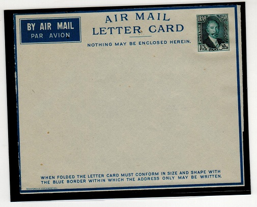 IRAQ - 1933 15fil slate blue LETTER CARD unused. H&G 1.