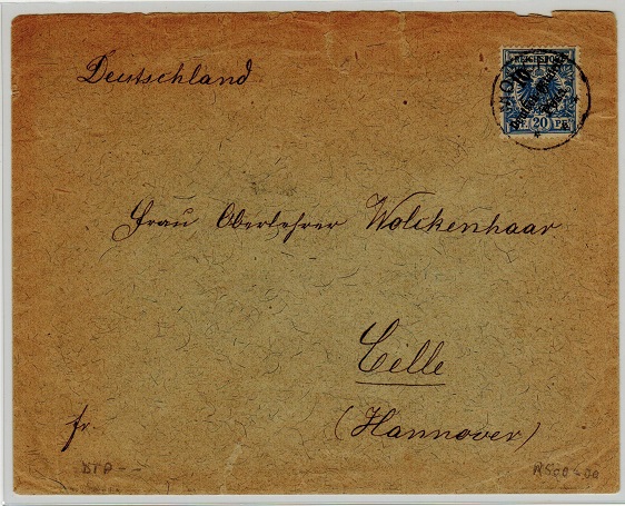 TANGANYIKA - 1899 10p on 25pfg rate cover to Germany from MOSHI.