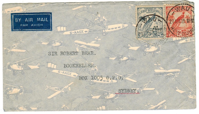 NEW GUINEA - 1939 5d rate cover to Australia used at WAU.