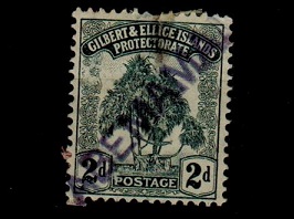 GILBERT AND ELLICE IS - 1911 2d grey struck by ABEMANA ship h/s.