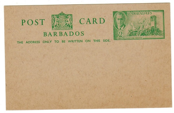 BARBADOS - 1950 2c green PSC unused.  H&G 15.