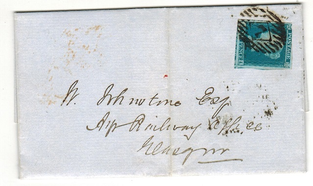 GREAT BRITAIN - 1847 2d blue on entire.