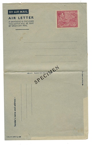 JAMAICA - 1946 6d red-violet air letter SPECIMEN.  H&G 1.