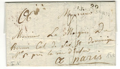 FRANCE - 1814 stampless local entire cancelled by straight lined 29/LE ST.ESPRI town cancel.

