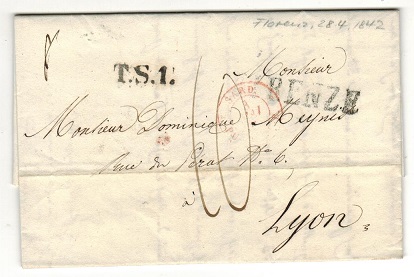 FRANCE - 1842 stampless local entire cancelled by straight lined RENZE town cancel.
