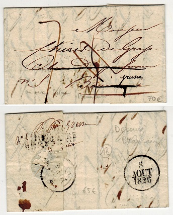 FRANCE - 1826 stampless entire cancelled on reverse DEBEUSE/BEAUCAIRE cancel.

