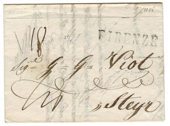 ITALY - 1825 stampless entire to Austria used at FIRENZE.