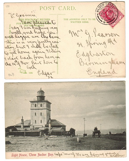 CAPE OF GOOD HOPE - 1906 1d rate postcard to UK used at KLOOF STREET C.T.