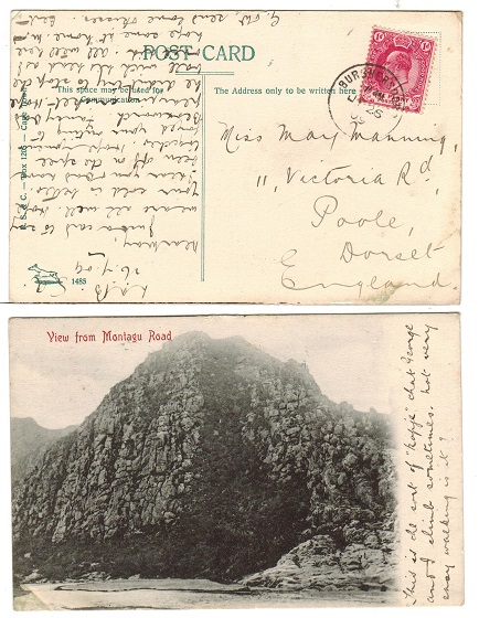 CAPE OF GOOD HOPE - 1909 1d rate postcard to UK used at BURGHERSDORP.