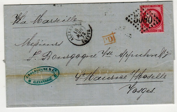 EGYPT - 1873 80c rate local outer wrapper cancelled 