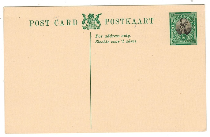 SOUTH AFRICA - 1928 1/2d green and black PSC unused.  H&G 11.