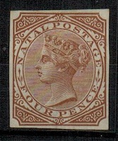 NATAL - 1874 4d IMPERFORATE PLATE PROOF in brown.